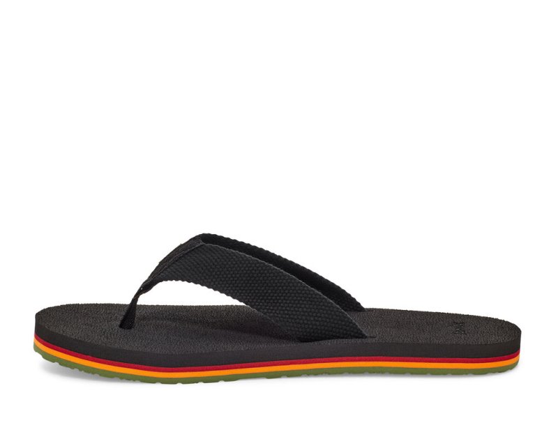 Sanuk Beer Cozy Stacker Webbing Men's Flip Flops Black | Canada 256JPQ